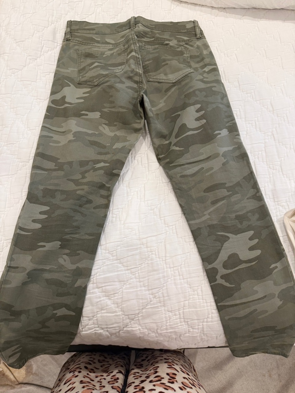 LOFT Women’s Camouflage Boyfriend Jeans in Olive Green - Picture 2 of 4